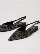 Twinset Ballerine Sling Back con Strass Nero