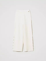 Twinset Pantaloni wide leg in maglia con perle Bianco