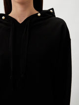 Twinset Maglia con cappuccio e perle Nero