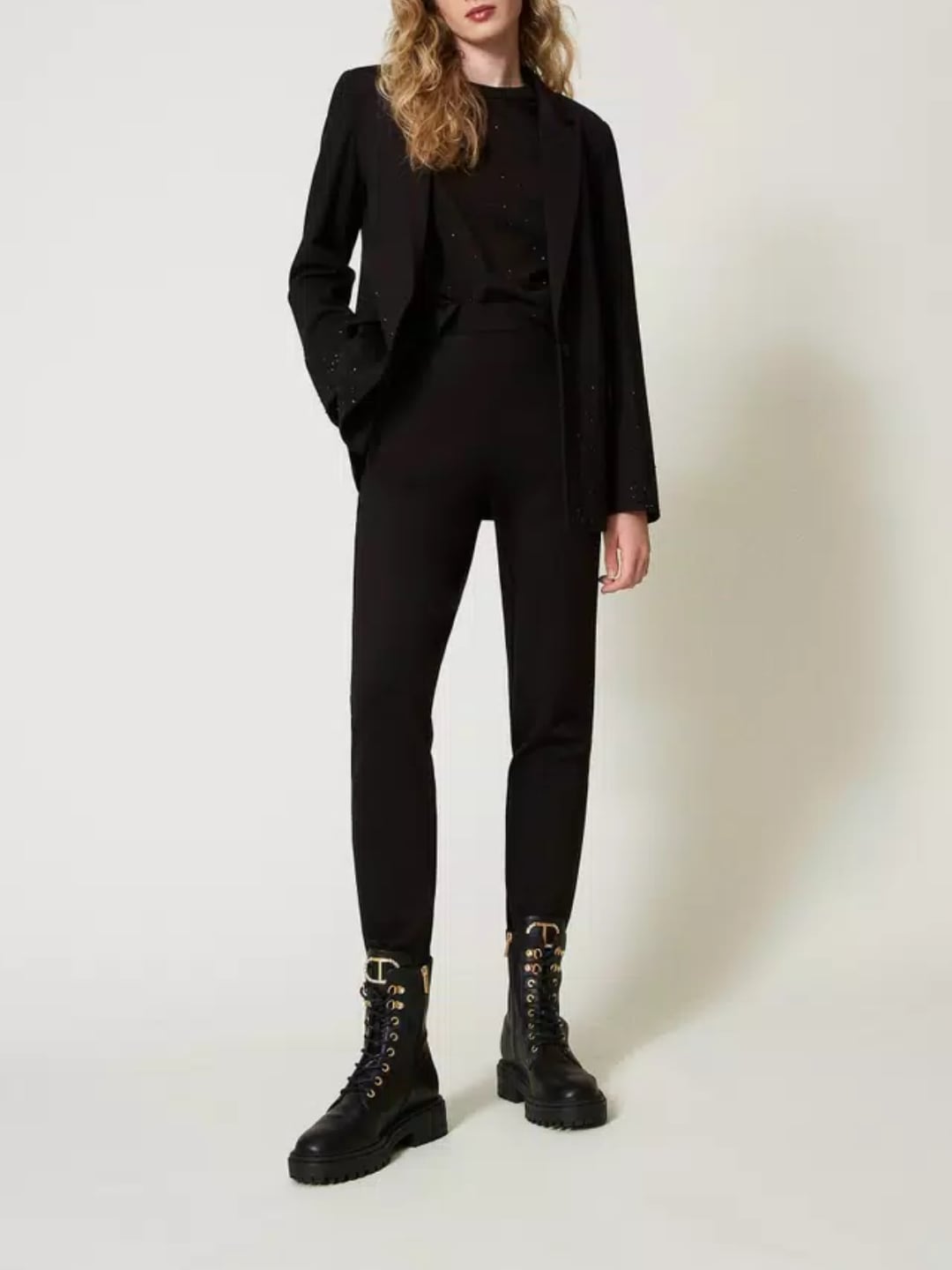 Twinset Pantaloni a sigaretta con elastico Nero