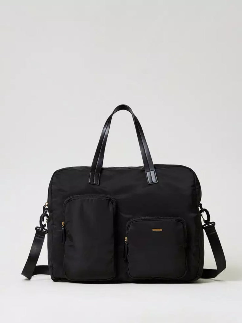 Twinset Borsa shopper in tessuto tecnico Nero