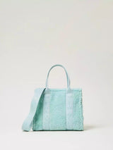 Twinset Borsa shopper in faux fur effetto furry Agave