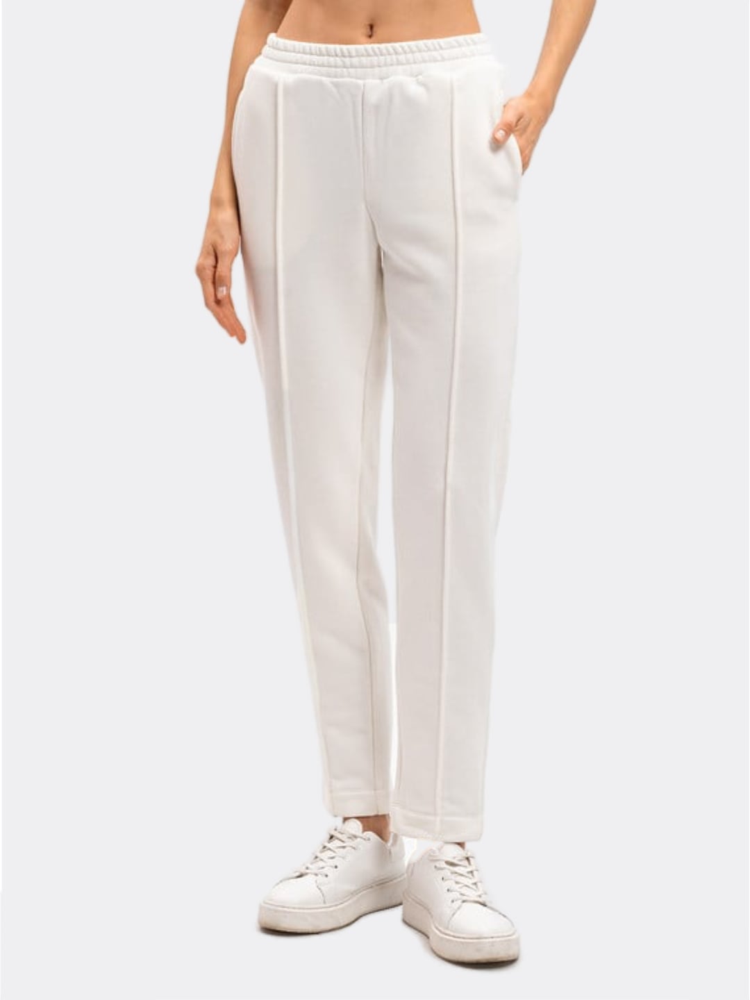 Twinset Pantaloni a sigaretta in felpa Bianco Antique