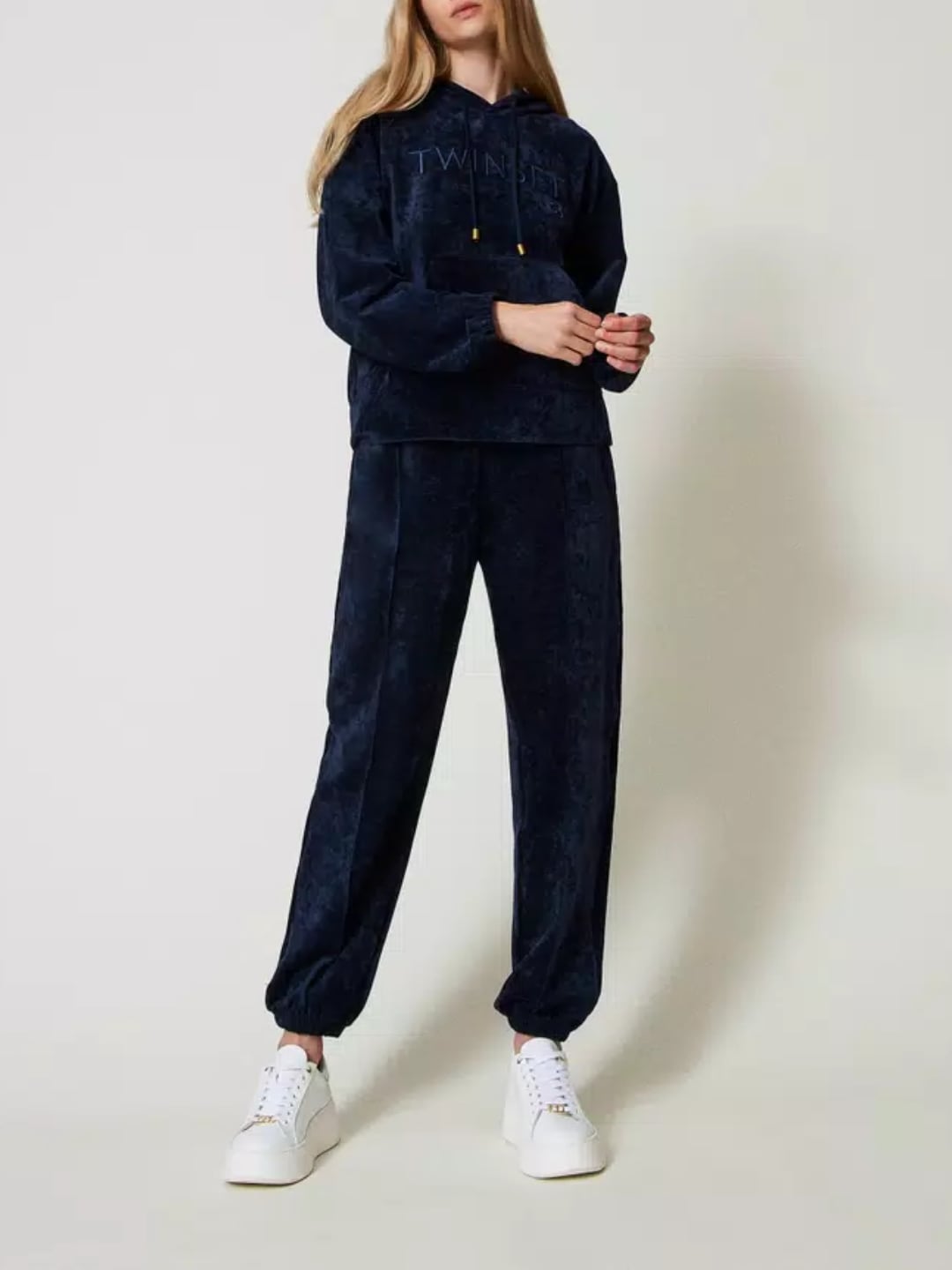 Twinset Pantaloni joggers in velluto Blu Notte