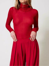 Twinset Maglia fitted in viscosa Rosso