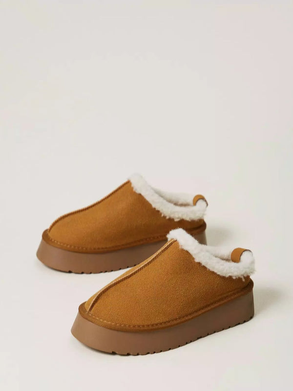 Twinset Scarpe sabot con faux fur Cammello
