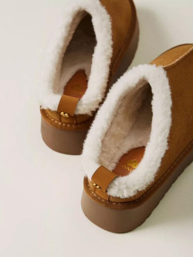 Twinset Scarpe sabot con faux fur Cammello