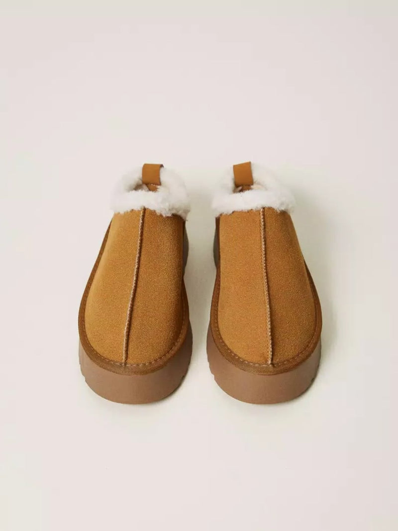 Twinset Scarpe sabot con faux fur Cammello