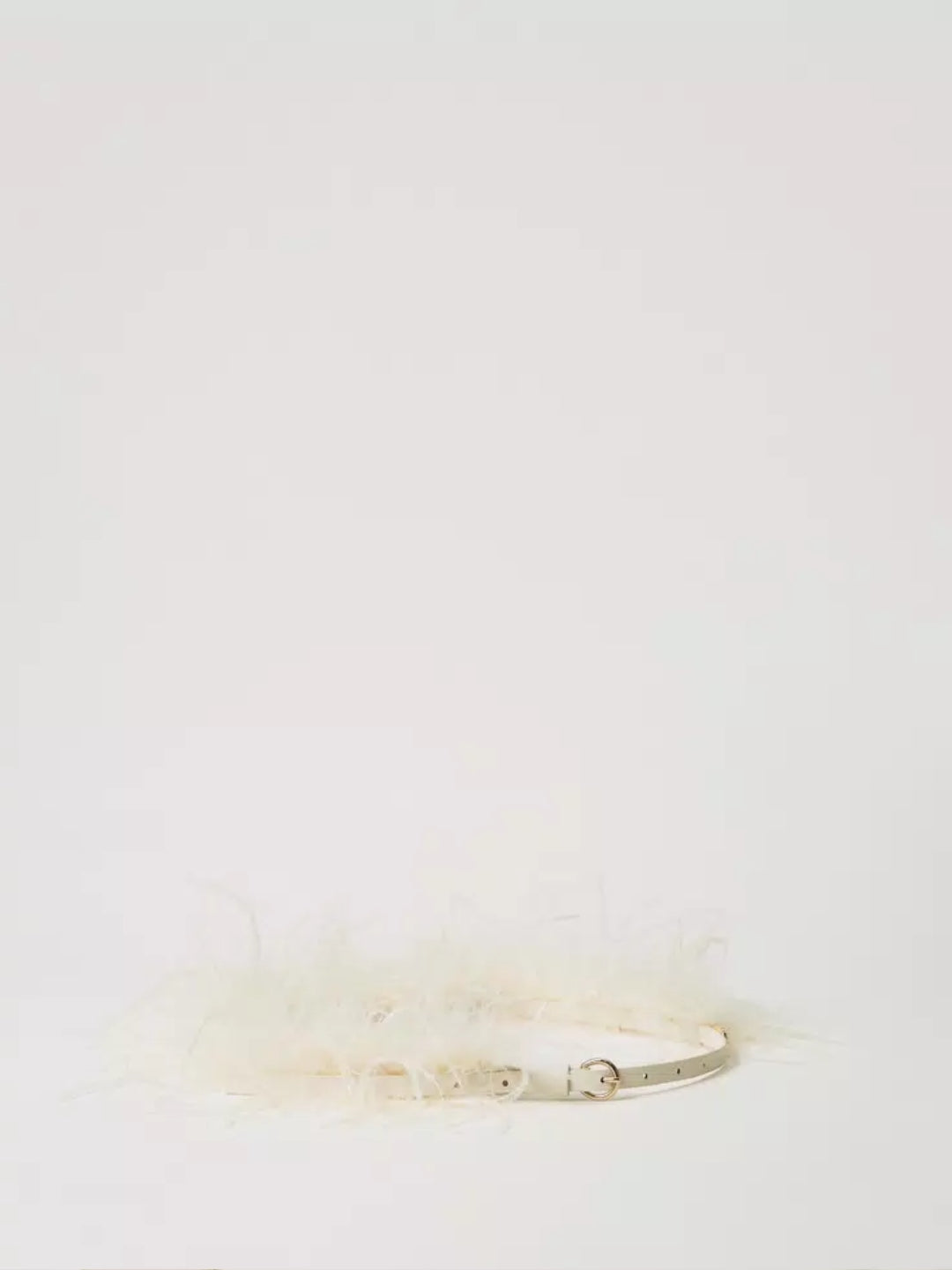 Twinset Cintura con piume e Oval T Old White