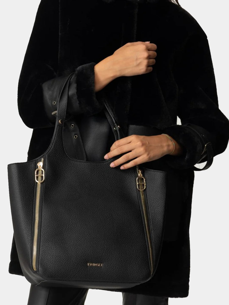 Twinset Shopper Bag con Doppio Manico Nero