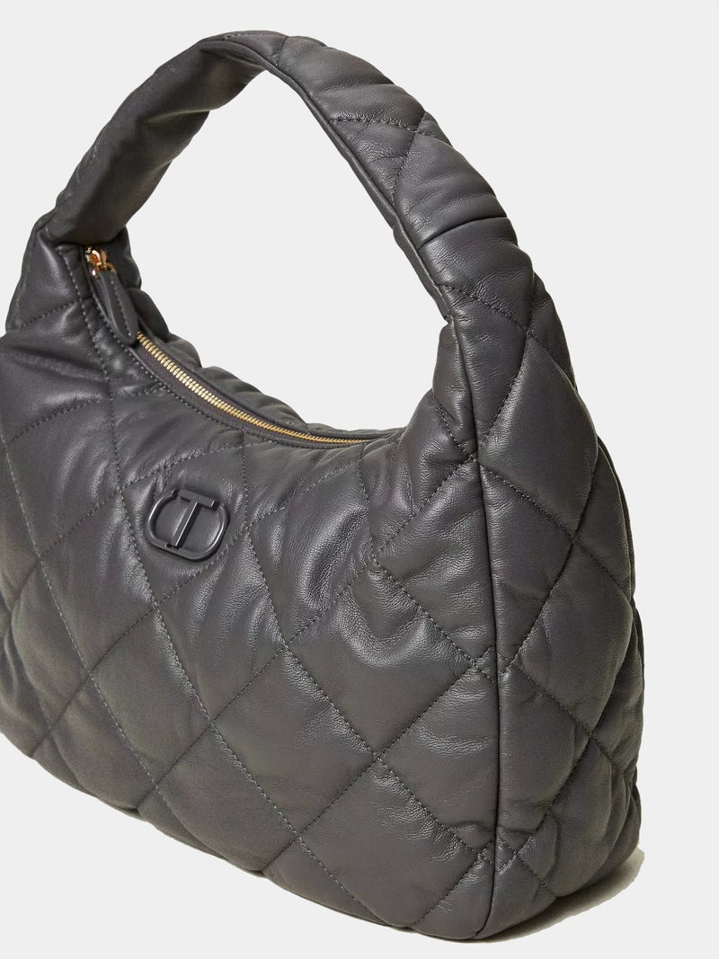 Twinset Borsa hobo grande quilted imbottita Grigio