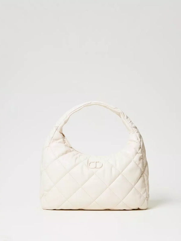 Twinset Borsa hobo grande quilted imbottita Old White