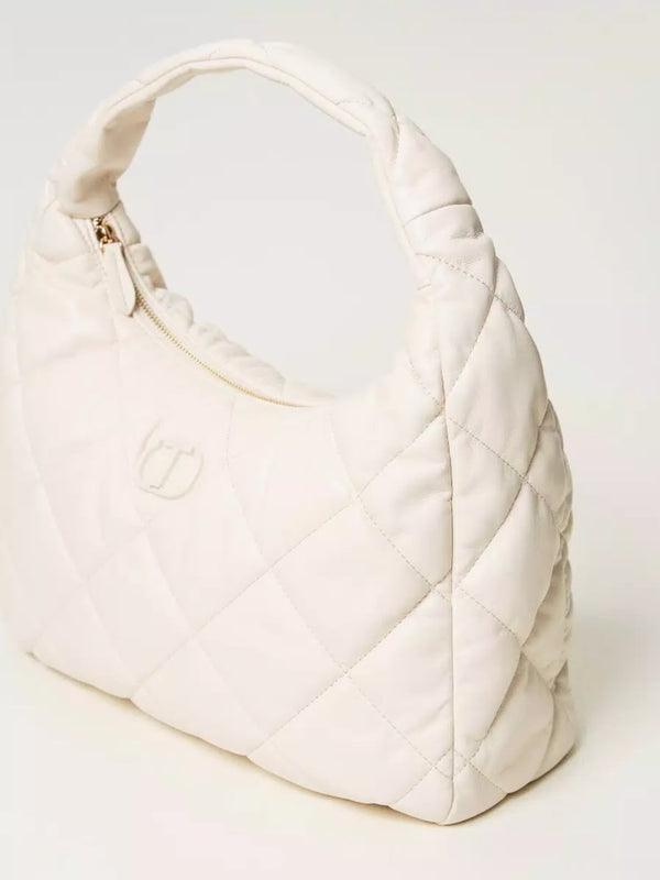 Twinset Borsa hobo grande quilted imbottita Old White