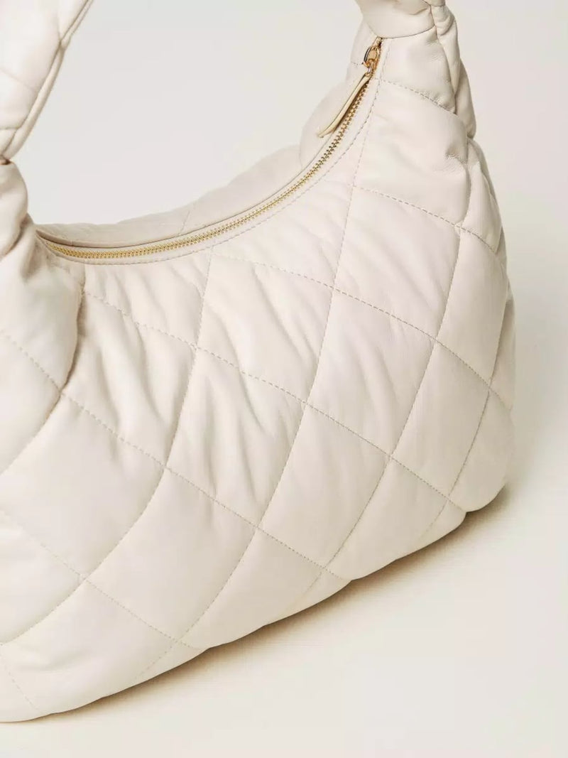 Twinset Borsa hobo grande quilted imbottita Old White