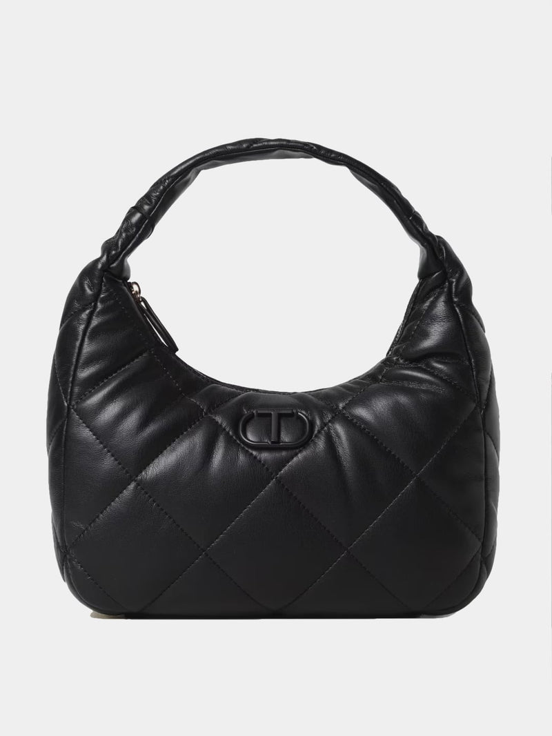 Twinset Borsa hobo media quilted imbottita Nero