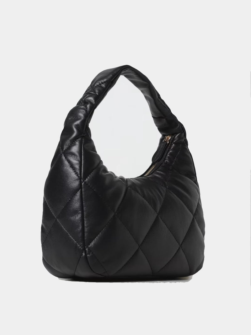 Twinset Borsa hobo media quilted imbottita Nero