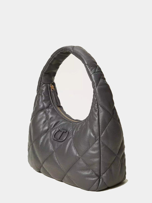 Twinset Borsa hobo media quilted imbottita Grigio