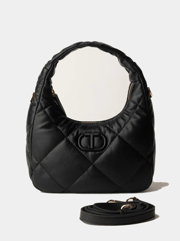 Twinset Borsa hobo piccola quilted imbottita Nero