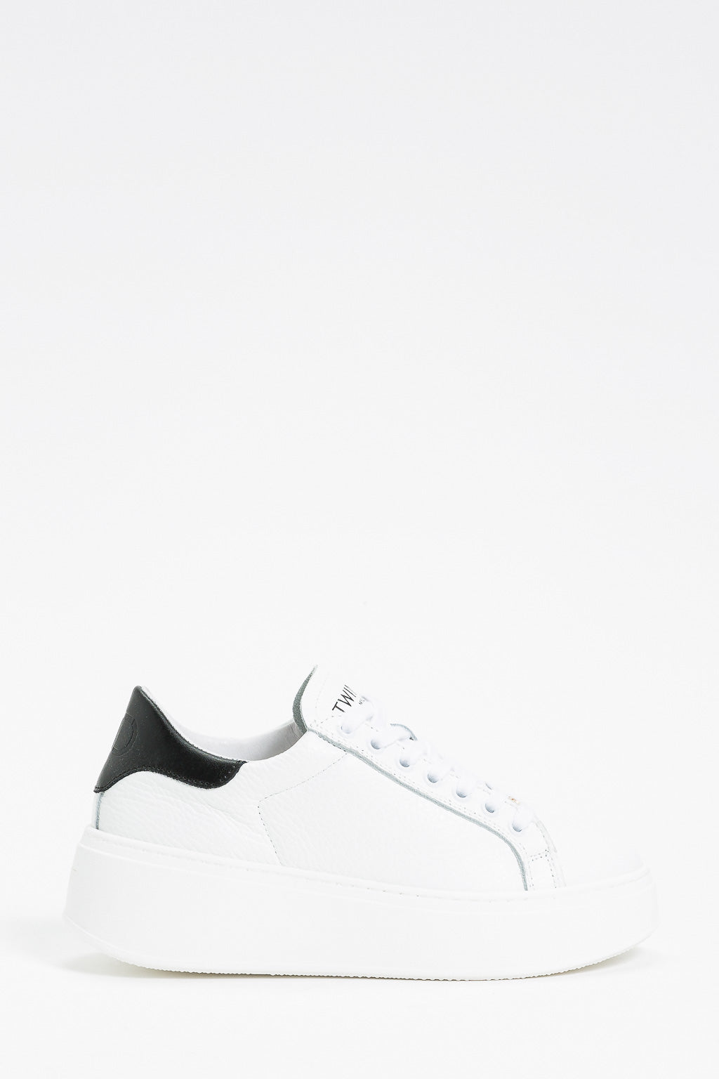 Twinset Sneakers in Pelle a Grana Bianco Ottico Nero