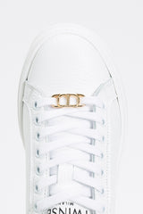 Twinset Sneakers in Pelle a Grana Bianco Ottico Nero