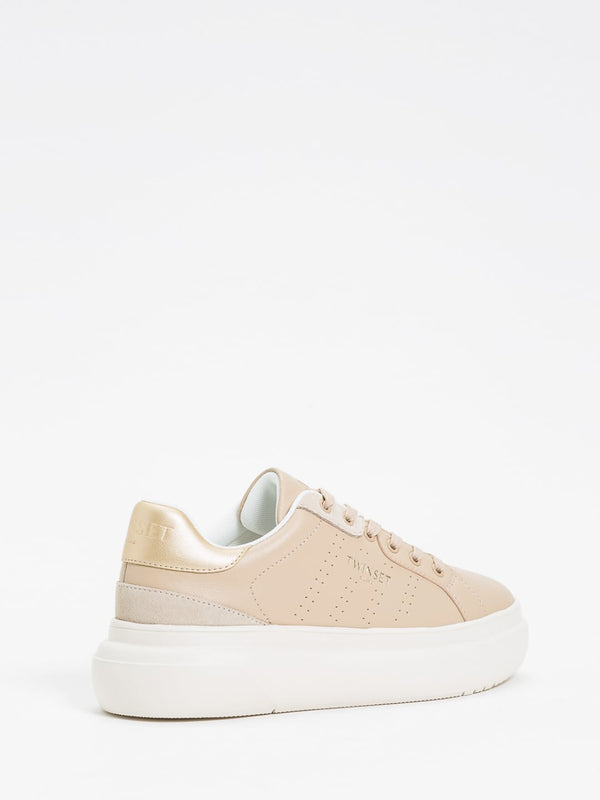 Twinset Sneakers Traforate con Logo Beige Chiaro