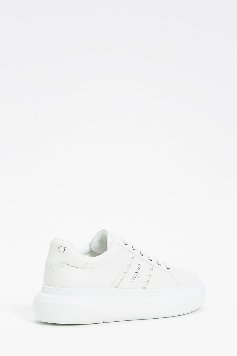 Twinset Sneakers con Inserti in Strass Bianco Ottico