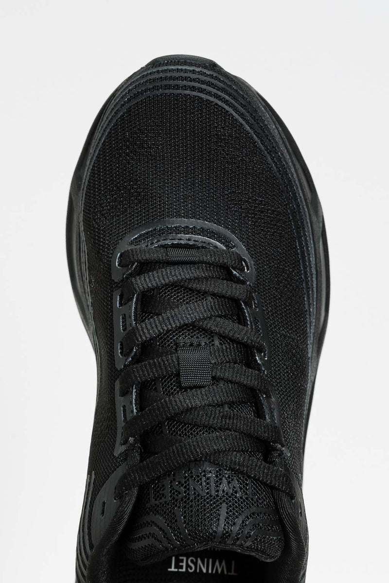 Twinset Sneakers Fessura a righe con logo Nero