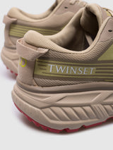 Twinset Sneakers Fessura a righe con logo a contrasto Beige Chiaro