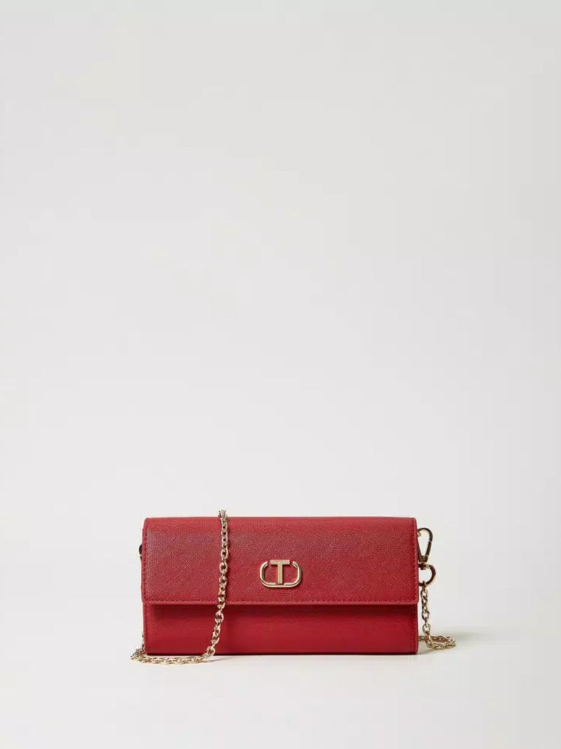 Twinset Portafoglio con tracolla e Oval T Rosso Pompeiano