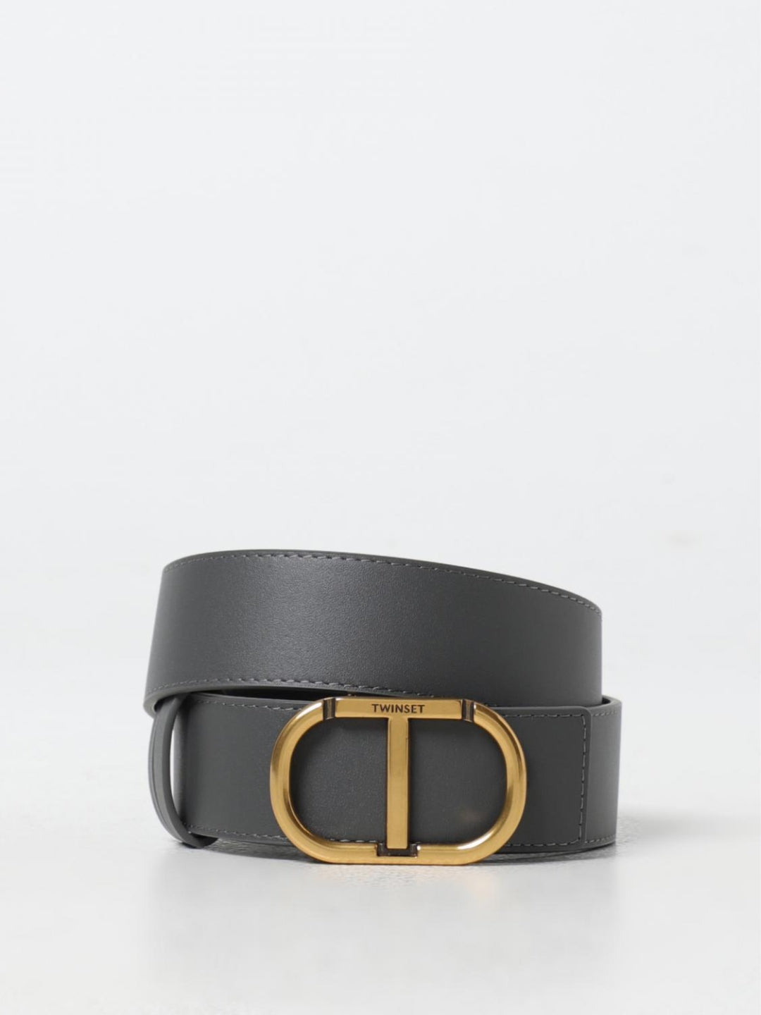 Twinset Cintura reversibile in pelle con Oval T Bicolor Nero / Grigio