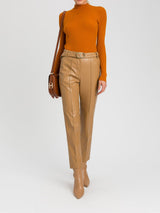 Twinset Pantaloni effetto pelle con cinta Sandy Brown