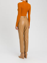 Twinset Pantaloni effetto pelle con cinta Sandy Brown