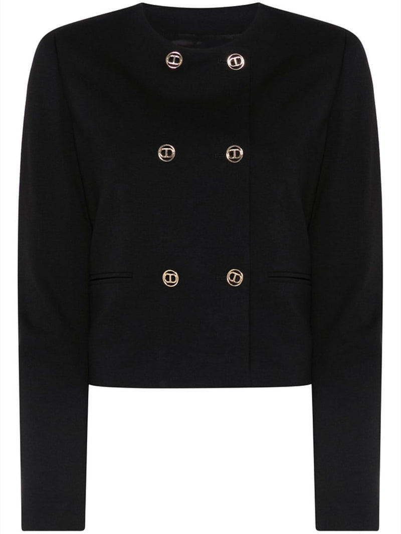 Twinset Giacca A Doppiopetto Con Bottoni Oval T Nero