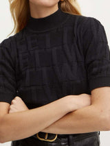 Twinset Maglia in cotone e cashmere con logo Nero