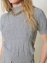 Twinset Maglia in cotone e cashmere con logo Grigio