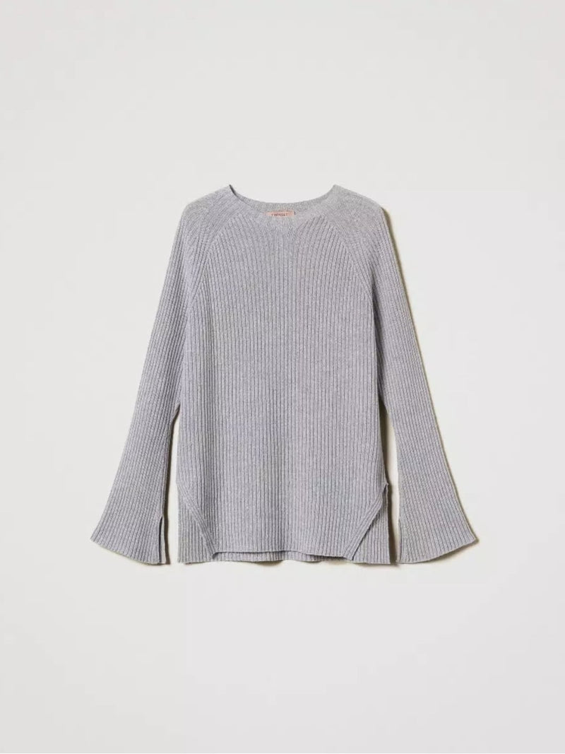 Twinset Maglia in misto lana e lurex Grigio Argento