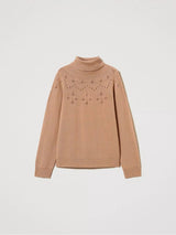 Twinset Maglione collo alto in misto lana e lurex Sandy Brown