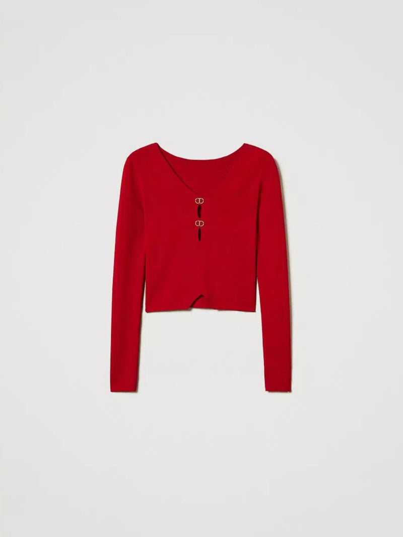 Twinset Maglia doppio uso con Oval T Rosso