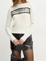 Twinset Maglione in lana con scritta logo ricamata Neve