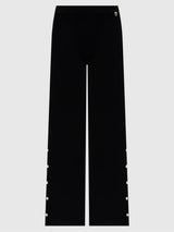 Twinset Pantaloni wide leg in maglia con perle Nero