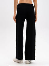 Twinset Pantaloni wide leg in maglia con perle Nero