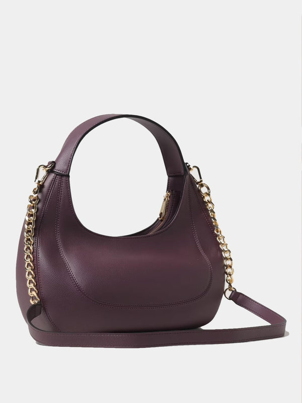 Twinset Borsa Hobo in pelle sintetica a grana Melanzana