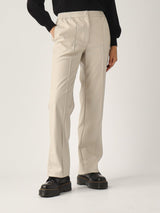 Twinset Pantaloni effetto pelle con elastico Old White