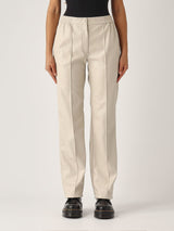 Twinset Pantaloni effetto pelle con elastico Old White