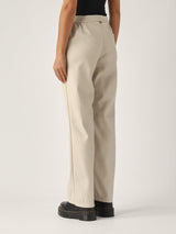 Twinset Pantaloni effetto pelle con elastico Old White