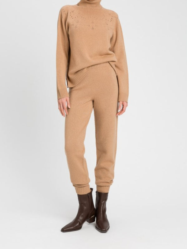 Twinset Joggers in misto lana e lurex Sandy Brown