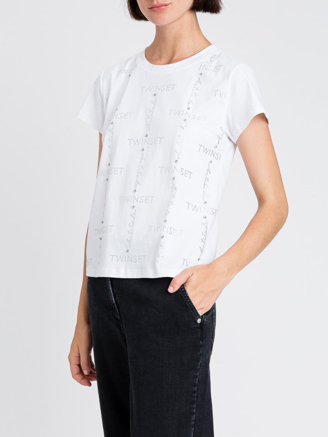 Twinset T-Shirt Actitude in cotone con logo Bianco