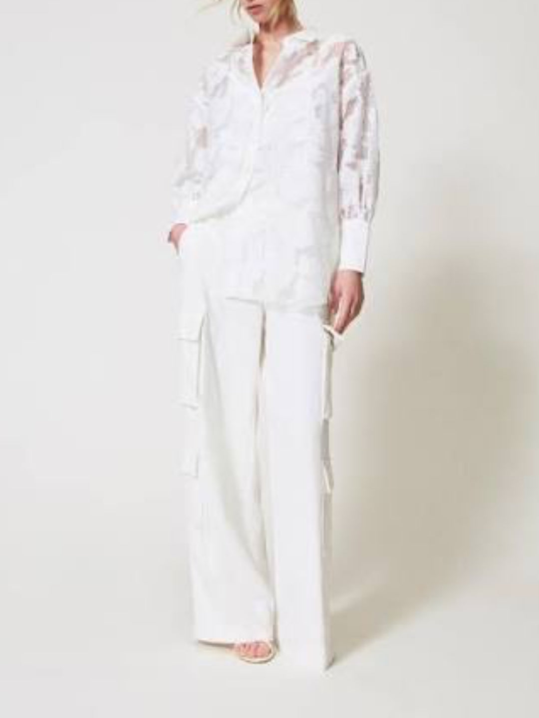 Twinset Actitude Camicia in organza fil coupé Bianco
