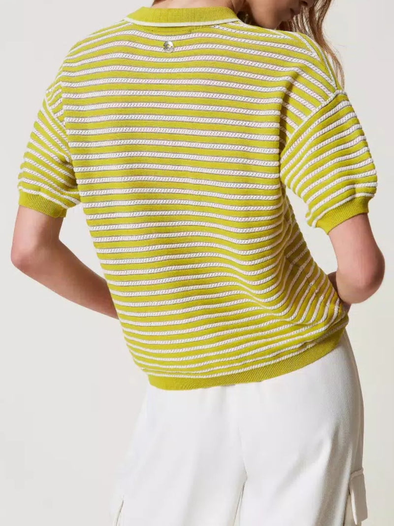 Twinset Maglia polo a righe lurex Sugar Citronelle