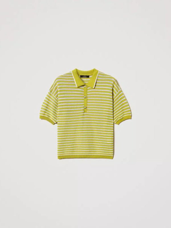 Twinset Maglia polo a righe lurex Sugar Citronelle